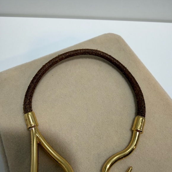 Hermes Gold Hook Brown Leather Bracelet - Picture 4 of 5
